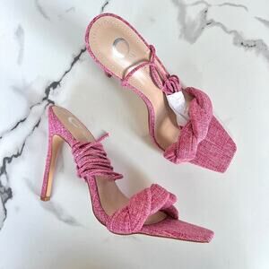 NEW Journee Collection Edelie Tru Comfort Open Toe Pink Sandal Heels Size 8.5